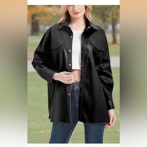 Leather Shirt Jacket